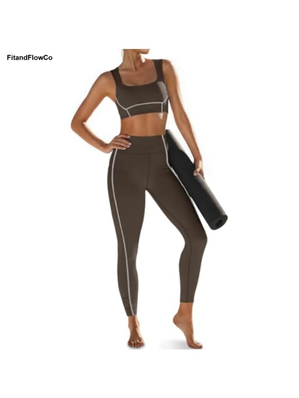 2 Piece Workout Set Polyamide Elastane Sports Bra Leggings Gym Yoga Activewear
